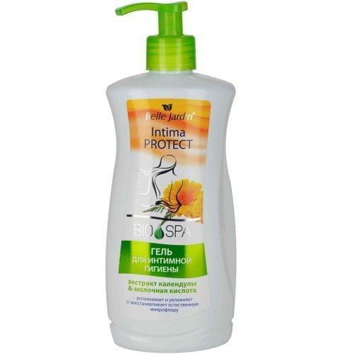 Intymios higienos gelis su medetkų ekstraktu ir pieno rūgštimi BELLE JARDIN INTIMO PROTECT BIO SPA, 500 ml – SvarosPrekes.lt