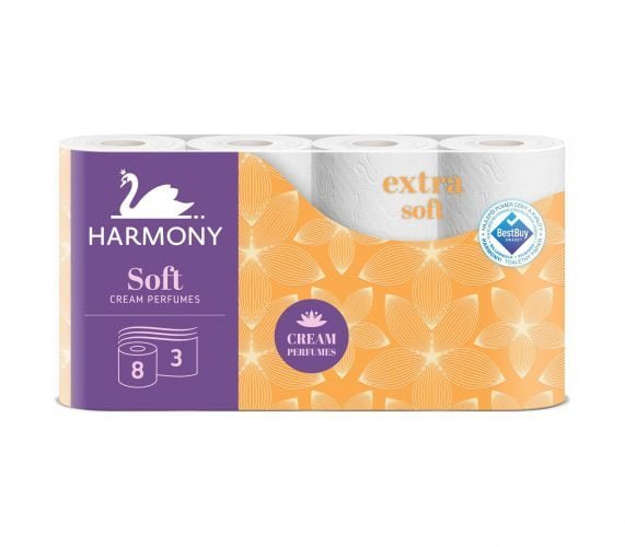 Tualetinis popierius HARMONY SOFT, 3 sl., 8 vnt. – SvarosPrekes.lt