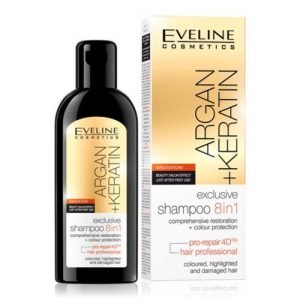 Plaukų šampūnas EVELINE COSMETICS ARGAN + KERATIN 8 IN 1, 150 ml