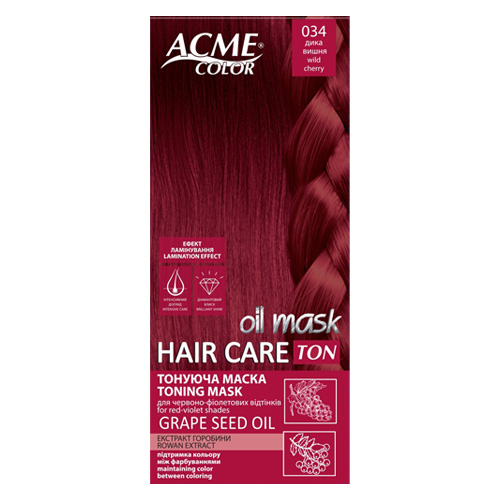 Atspalvį suteikianti plaukų kaukė ACME COLOR HAIR CARE TON OIL MASK, 30 ml, Nr. 034
