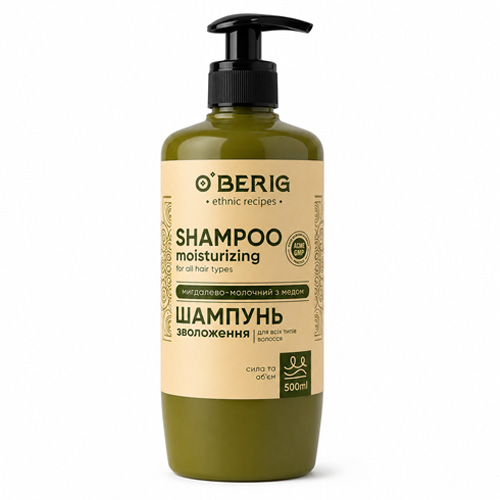 Drėkinamasis plaukų kremas-šampūnas O'BERIG, 500 ml