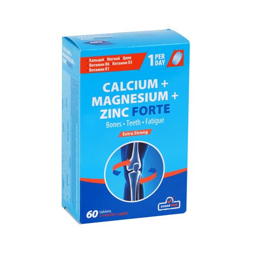 Maisto papildas KALCIS+MAGNIS+CINKAS FORTE+ B6, K1,D3, 60 tabl.