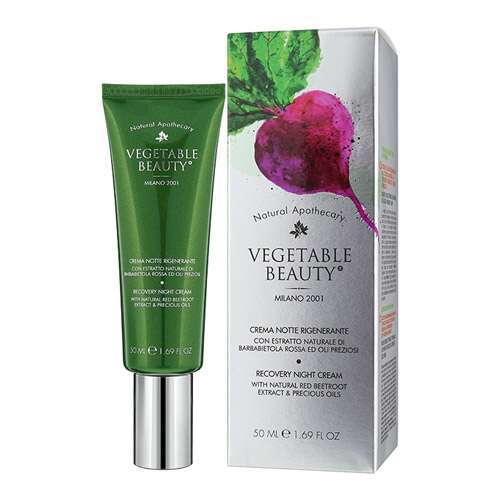 Atkuriamasis naktinis kremas su burokėlių ekstraktu VEGETABLE BEAUTY Recovery Night Cream With Natural Red Beetroot Extract Precious Oils 50ml – SvarosPrekes.lt