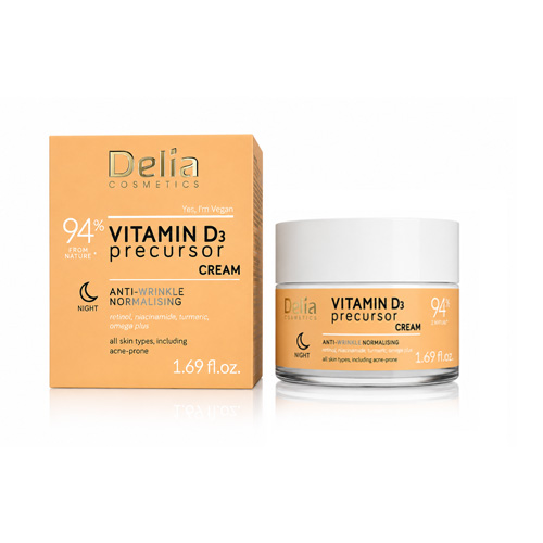 Naktinis veido kremas nuo raukšlių DELIA VITAMIN D3 PRECURSOR, 50 ml