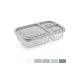 Plastikinė maisto dėžutė su 3 skyreliais EH, 24x15,5x5 cm – SvarosPrekes.lt