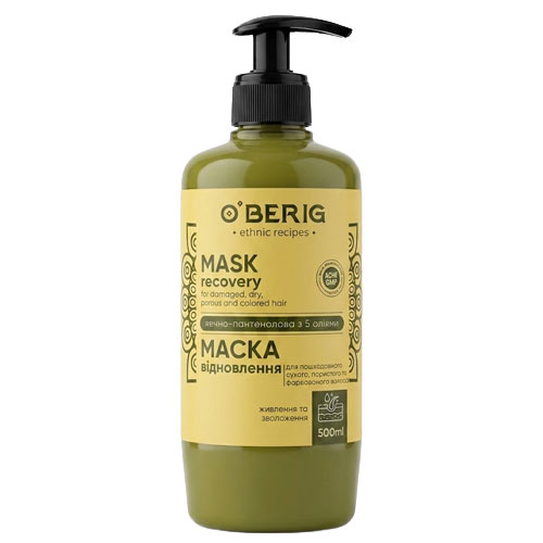 Atkuriamasis plaukų aliejus-kaukė O'BERIG, 500 ml
