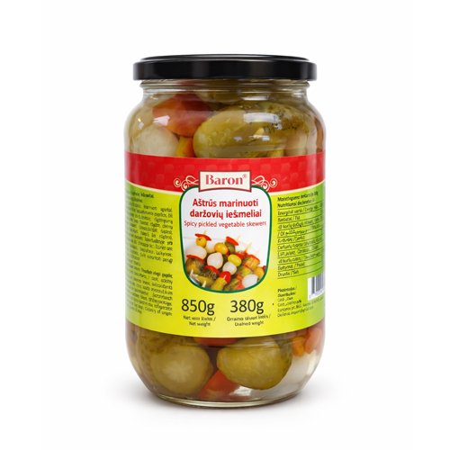 Aštrūs marinuoti daržovių iešmeliai BARON, 850 g
