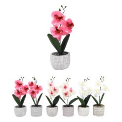 Dirbtinė gėlė orchidėja vazone, 28 cm