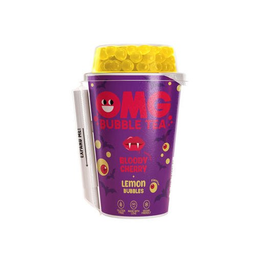 Vyšnių skonio gėrimas su citrinų skonio burbuliukais OMG BUBBLE TEA, 265 ml