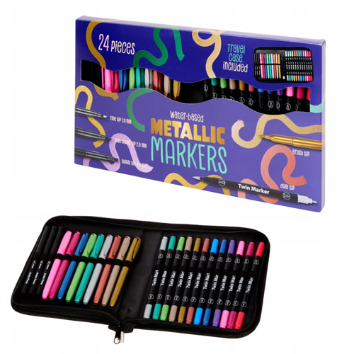 Flomasteriai su dėklu METALLIC MARKERS, 24 vnt.