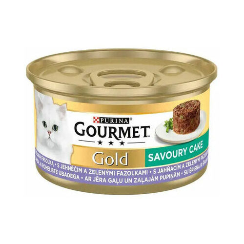 Visavertis suaugusių kačių pašaras su ėriena ir šparaginėmis pupelėmis PURINA GOURMET GOLD, 85 g