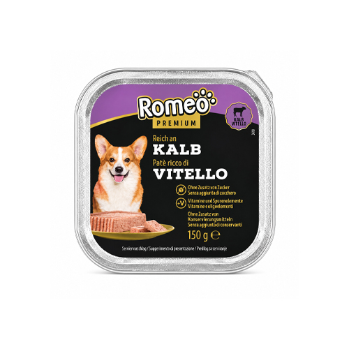 Visavertis suaugusių šunų pašaras su veršiena ROMEO PREMIUM, 150 g