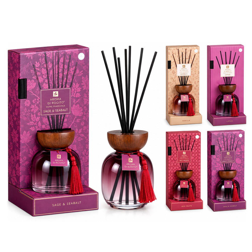 Namų gaiviklis su lazdelėmis AROMA DI ROGITO, 4 rūšys, 500 ml